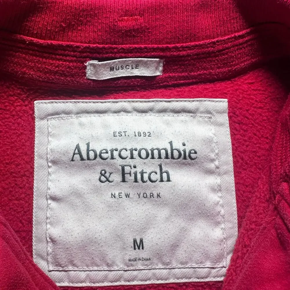 Abercrombie & Fitch Jacket Varsity Style Muscle Fit Button Up Red Men’s Medium - Picture 4 of 6